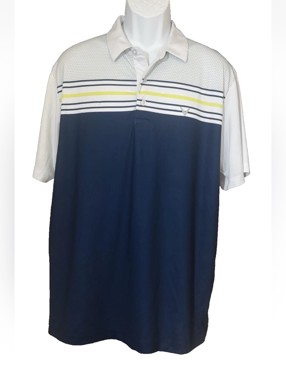 Callaway Opti•Dri Stripe Polo Shirt Mens Large Blue Golf Performance Stretch